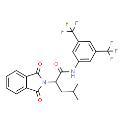 ChemSpider 2D Image | N-[3,5-Bis(trifluoromethyl)phenyl]-2-(1,3-dioxo-1,3-dihydro-2H-isoindol-2-yl)-4-methylpentanamide | C22H18F6N2O3