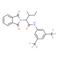 ChemSpider 2D Image | N-[3,5-Bis(trifluoromethyl)phenyl]-2-(1,3-dioxo-1,3-dihydro-2H-isoindol-2-yl)-3-methylpentanamide | C22H18F6N2O3