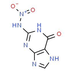 ChemSpider 2D Image | 2-(Nitroamino)-1,7-dihydro-6H-purin-6-one | C5H4N6O3