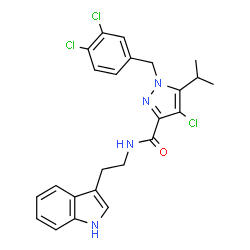 ChemSpider 2D Image | 4-Chloro-1-(3,4-dichlorobenzyl)-N-[2-(1H-indol-3-yl)ethyl]-5-isopropyl-1H-pyrazole-3-carboxamide | C24H23Cl3N4O