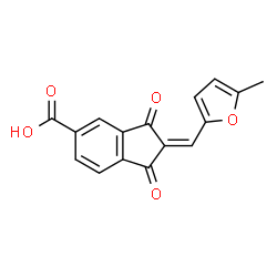 ChemSpider 2D Image | (2Z)-2-[(5-Methyl-2-furyl)methylene]-1,3-dioxo-5-indanecarboxylic acid | C16H10O5