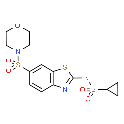 ChemSpider 2D Image | N-[6-(4-Morpholinylsulfonyl)-1,3-benzothiazol-2-yl]cyclopropanesulfonamide | C14H17N3O5S3