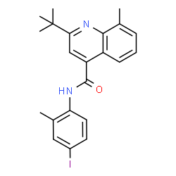 ChemSpider 2D Image | N-(4-Iodo-2-methylphenyl)-8-methyl-2-(2-methyl-2-propanyl)-4-quinolinecarboxamide | C22H23IN2O