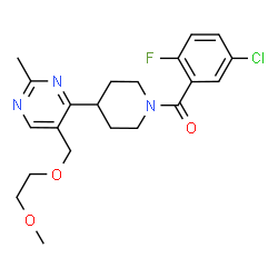 ChemSpider 2D Image | (5-Chloro-2-fluorophenyl)(4-{5-[(2-methoxyethoxy)methyl]-2-methyl-4-pyrimidinyl}-1-piperidinyl)methanone | C21H25ClFN3O3
