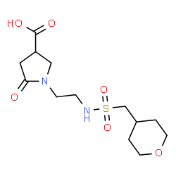 ChemSpider 2D Image | 5-Oxo-1-(2-{[(tetrahydro-2H-pyran-4-ylmethyl)sulfonyl]amino}ethyl)-3-pyrrolidinecarboxylic acid | C13H22N2O6S