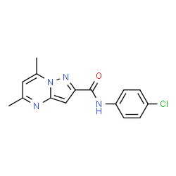ChemSpider 2D Image | N-(4-Chlorophenyl)-5,7-dimethylpyrazolo[1,5-a]pyrimidine-2-carboxamide | C15H13ClN4O