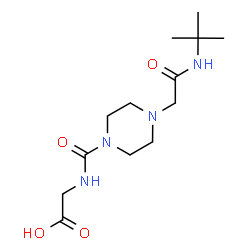 ChemSpider 2D Image | N-[(4-{2-[(2-Methyl-2-propanyl)amino]-2-oxoethyl}-1-piperazinyl)carbonyl]glycine | C13H24N4O4