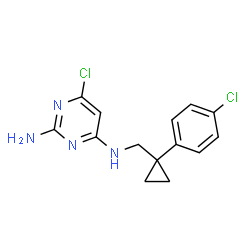ChemSpider 2D Image | 6-Chloro-N~4~-{[1-(4-chlorophenyl)cyclopropyl]methyl}-2,4-pyrimidinediamine | C14H14Cl2N4