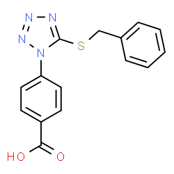 ChemSpider 2D Image | 4-[5-(Benzylsulfanyl)-1H-tetrazol-1-yl]benzoic acid | C15H12N4O2S