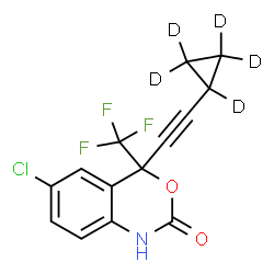 ChemSpider 2D Image | 6-Chloro-4-[(~2~H_5_)cyclopropylethynyl]-4-(trifluoromethyl)-1,4-dihydro-2H-3,1-benzoxazin-2-one | C14H4D5ClF3NO2