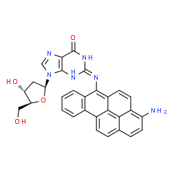 ChemSpider 2D Image | (2E)-2-[(3-Aminobenzo[pqr]tetraphen-6-yl)imino]-9-(2-deoxy-beta-L-erythro-pentofuranosyl)-1,2,3,9-tetrahydro-6H-purin-6-one | C30H24N6O4