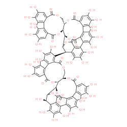 ChemSpider 2D Image | (1S,1'S,2R,2'S,20R,20'S,42S,42'S,46R,46'R)-7,7',8,8',9,9',12,12',13,13',14,14',25,25',26,26',27,27',30,30',31,31',32,32',35,35',36,36',37,37',46-Hentriacontahydroxy-15,46'-bi(3,18,21,41,43-pentaoxanon
acyclo[27.13.3.1~38,42~.0~2,20~.0~5,10~.0~11,16~.0~23,28~.0~33,45~.0~34,39~]hexatetracontane)-5,5',7,7',9,9',11,11',13,13',15,15',23,23',25,25',27,27',29(45),29'(45'),30,30',32,32',34,34',36,36',38,38
'-triacontaene-4,4',17,17',22,22',40,40',44,44'-decone | C82H50O51