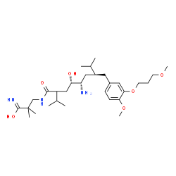 ChemSpider 2D Image | 3-({(4S,5S,7S)-5-Amino-4-hydroxy-2-isopropyl-7-[4-methoxy-3-(3-methoxypropoxy)benzyl]-8-methylnonanoyl}amino)-2,2-dimethylpropanimidic acid | C30H53N3O6