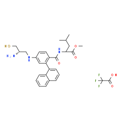 ChemSpider 2D Image | Methyl N-[4-{[(2S)-2-amino-3-sulfanylpropyl]amino}-2-(1-naphthyl)benzoyl]leucinate trifluoroacetate (1:1) | C29H34F3N3O5S