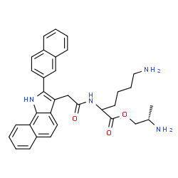 ChemSpider 2D Image | (2S)-2-Aminopropyl N~2~-{[2-(2-naphthyl)-1H-benzo[g]indol-3-yl]acetyl}lysinate | C33H36N4O3