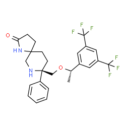 ChemSpider 2D Image | (8R)-8-({(1S)-1-[3,5-Bis(trifluoromethyl)phenyl]ethoxy}methyl)-8-phenyl-1,7-diazaspiro[4.5]decan-2-one | C25H26F6N2O2