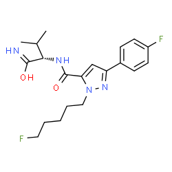 ChemSpider 2D Image | (2S)-2-({[1-(5-Fluoropentyl)-3-(4-fluorophenyl)-1H-pyrazol-5-yl]carbonyl}amino)-3-methylbutanimidic acid | C20H26F2N4O2