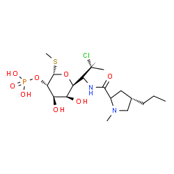 ChemSpider 2D Image | Methyl (5S)-5-[(2R)-2-chloro-1-{[(4S)-1-methyl-4-propylprolyl]amino}propyl]-2-O-phosphono-1-thio-beta-D-arabinopyranoside | C18H34ClN2O8PS
