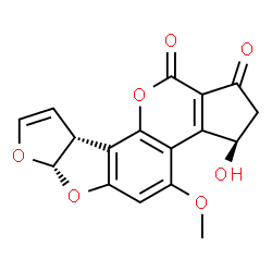 ChemSpider 2D Image | (3R,6aS,9aR)-3-Hydroxy-4-methoxy-2,3,6a,9a-tetrahydrocyclopenta[c]furo[3',2':4,5]furo[2,3-h]chromene-1,11-dione | C17H12O7