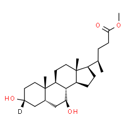 ChemSpider 2D Image | Methyl (3alpha,5alpha,7beta)-3,7-dihydroxy(3-~2~H)cholan-24-oate | C25H41DO4