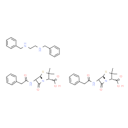 ChemSpider 2D Image | (2S,5R)-3,3-Dimethyl-7-oxo-6-[(phenylacetyl)amino]-4-thia-1-azabicyclo[3.2.0]heptane-2-carboxylic acid - N,N'-dibenzyl-1,2-ethanediamine (2:1) | C48H56N6O8S2