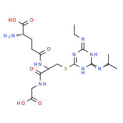 ChemSpider 2D Image | L-gamma-Glutamyl-S-[(4Z,6E)-4-(ethylimino)-6-(isopropylimino)-1,4,5,6-tetrahydro-1,3,5-triazin-2-yl]cysteinylglycine | C18H30N8O6S