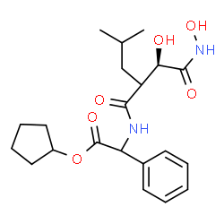 ChemSpider 2D Image | Cyclopentyl ({2-[(1R)-1-hydroxy-2-(hydroxyamino)-2-oxoethyl]-4-methylpentanoyl}amino)(phenyl)acetate | C21H30N2O6