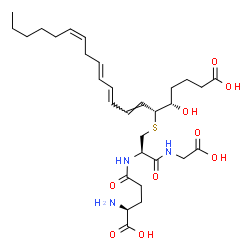 ChemSpider 2D Image | L-gamma-Glutamyl-S-[(4S,5R,6E,8E,10E,13Z)-1-carboxy-4-hydroxy-6,8,10,13-nonadecatetraen-5-yl]-L-cysteinylglycine | C30H47N3O9S
