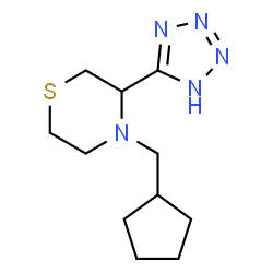 ChemSpider 2D Image | 4-(Cyclopentylmethyl)-3-(1H-tetrazol-5-yl)thiomorpholine | C11H19N5S