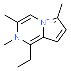 ChemSpider 2D Image | 1-Ethyl-2,3,6-trimethylpyrrolo[1,2-a]pyrazin-2-ium | C12H17N2