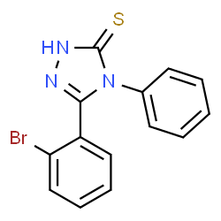 ChemSpider 2D Image | 5-(2-Bromophenyl)-4-phenyl-2,4-dihydro-3H-1,2,4-triazole-3-thione | C14H10BrN3S
