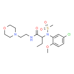 ChemSpider 2D Image | 2-[(5-Chloro-2-methoxyphenyl)(methylsulfonyl)amino]-N-[2-(4-morpholinyl)ethyl]butanamide | C18H28ClN3O5S