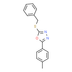 ChemSpider 2D Image | 2-Benzylsulfanyl-5-p-tolyl-[1,3,4]oxadiazole | C16H14N2OS