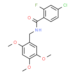 ChemSpider 2D Image | 4-Chloro-2-fluoro-N-(2,4,5-trimethoxybenzyl)benzamide | C17H17ClFNO4