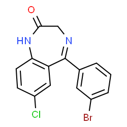 ChemSpider 2D Image | 5-(3-Bromophenyl)-7-chloro-1,3-dihydro-2H-1,4-benzodiazepin-2-one | C15H10BrClN2O