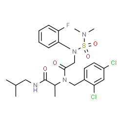 ChemSpider 2D Image | N-(Dimethylsulfamoyl)-N-(2-fluorophenyl)glycyl-N~2~-(2,4-dichlorobenzyl)-N-isobutylalaninamide | C24H31Cl2FN4O4S