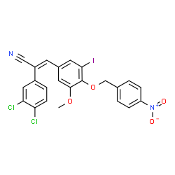 ChemSpider 2D Image | (2E)-2-(3,4-Dichlorophenyl)-3-{3-iodo-5-methoxy-4-[(4-nitrobenzyl)oxy]phenyl}acrylonitrile | C23H15Cl2IN2O4