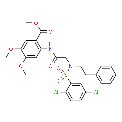 ChemSpider 2D Image | Methyl 2-({N-[(2,5-dichlorophenyl)sulfonyl]-N-(2-phenylethyl)glycyl}amino)-4,5-dimethoxybenzoate | C26H26Cl2N2O7S