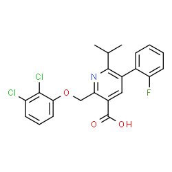 ChemSpider 2D Image | 2-[(2,3-Dichlorophenoxy)methyl]-5-(2-fluorophenyl)-6-isopropylnicotinic acid | C22H18Cl2FNO3