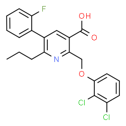ChemSpider 2D Image | 2-[(2,3-Dichlorophenoxy)methyl]-5-(2-fluorophenyl)-6-propylnicotinic acid | C22H18Cl2FNO3