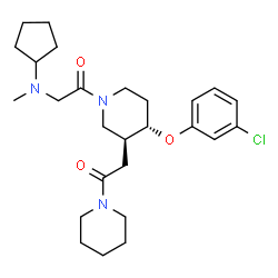 ChemSpider 2D Image | 2-[(3S,4S)-4-(3-Chlorophenoxy)-1-{[cyclopentyl(methyl)amino]acetyl}-3-piperidinyl]-1-(1-piperidinyl)ethanone | C26H38ClN3O3