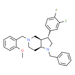 ChemSpider 2D Image | (3R,3aR,7aS)-1-Benzyl-3-(3,4-difluorophenyl)-5-(2-methoxybenzyl)octahydro-1H-pyrrolo[3,2-c]pyridine | C28H30F2N2O