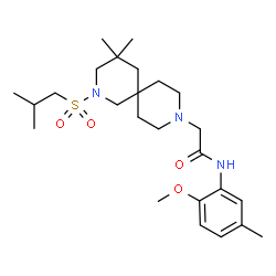 ChemSpider 2D Image | 2-[2-(Isobutylsulfonyl)-4,4-dimethyl-2,9-diazaspiro[5.5]undec-9-yl]-N-(2-methoxy-5-methylphenyl)acetamide | C25H41N3O4S