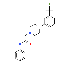 ChemSpider 2D Image | N-(4-Fluorophenyl)-2-{4-[3-(trifluoromethyl)phenyl]-1-piperazinyl}acetamide | C19H19F4N3O