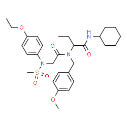 ChemSpider 2D Image | N-Cyclohexyl-2-{[N-(4-ethoxyphenyl)-N-(methylsulfonyl)glycyl](4-methoxybenzyl)amino}butanamide | C29H41N3O6S