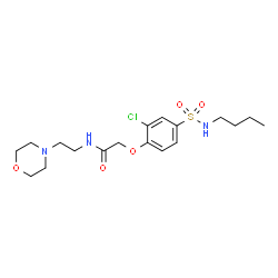 ChemSpider 2D Image | 2-[4-(Butylsulfamoyl)-2-chlorophenoxy]-N-[2-(4-morpholinyl)ethyl]acetamide | C18H28ClN3O5S