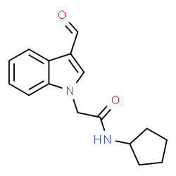 ChemSpider 2D Image | N-Cyclopentyl-2-(3-formyl-1H-indol-1-yl)acetamide | C16H18N2O2