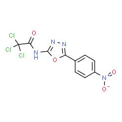 ChemSpider 2D Image | 2,2,2-Trichloro-N-[5-(4-nitrophenyl)-1,3,4-oxadiazol-2-yl]acetamide | C10H5Cl3N4O4