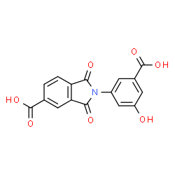 ChemSpider 2D Image | 2-(3-Carboxy-5-hydroxyphenyl)-1,3-dioxo-5-isoindolinecarboxylic acid | C16H9NO7
