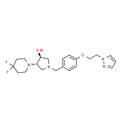 ChemSpider 2D Image | (3S,4S)-4-(4,4-Difluoro-1-piperidinyl)-1-{4-[2-(1H-pyrazol-1-yl)ethoxy]benzyl}-3-pyrrolidinol | C21H28F2N4O2